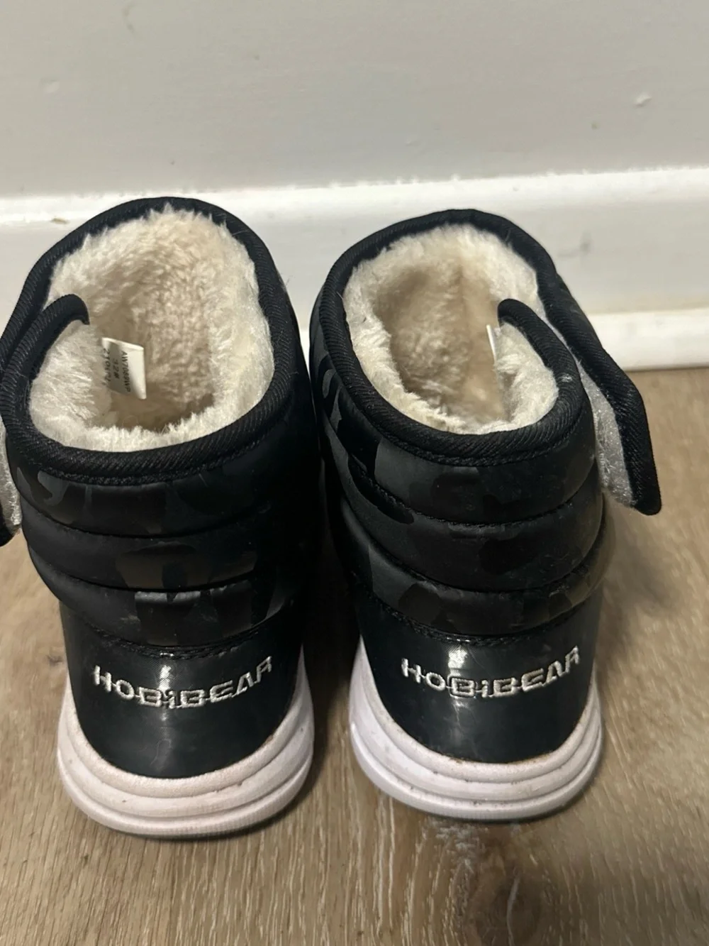 Hobibear Kids Black Puffer Winter Boots with Fur Lining
